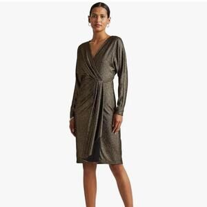 Lauren Ralph Lauren Metallic Jacquard Cocktail Party Formal Dress Size 4